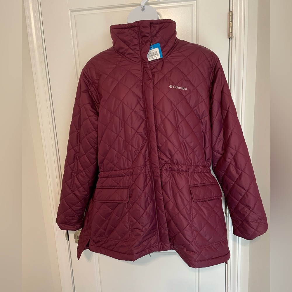 COLUMBIA BURGUNDY PLUS COPPER CREST NOVELTY JACKET, 3X